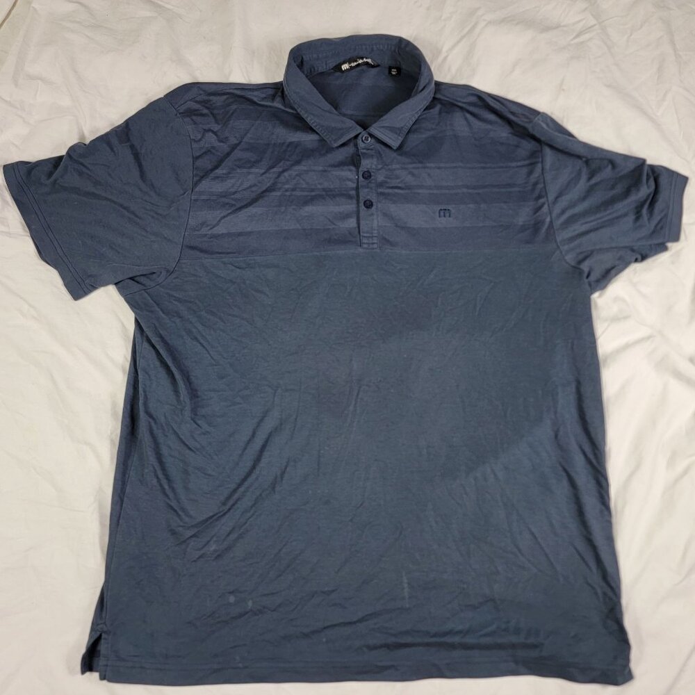 Travis Mathew Sweet Teets Mens 3XL Dark Blue Polo Shirt Pima Cotton Casual Golf